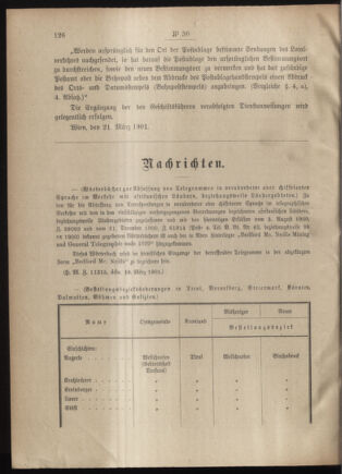 Post- und Telegraphen-Verordnungsblatt für das Verwaltungsgebiet des K.-K. Handelsministeriums 19010328 Seite: 2