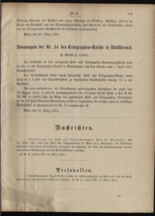 Post- und Telegraphen-Verordnungsblatt für das Verwaltungsgebiet des K.-K. Handelsministeriums 19010403 Seite: 3