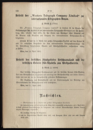 Post- und Telegraphen-Verordnungsblatt für das Verwaltungsgebiet des K.-K. Handelsministeriums 19010419 Seite: 2