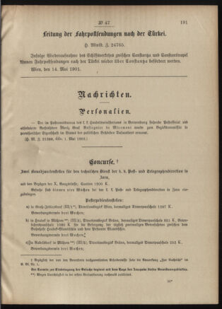 Post- und Telegraphen-Verordnungsblatt für das Verwaltungsgebiet des K.-K. Handelsministeriums 19010517 Seite: 3