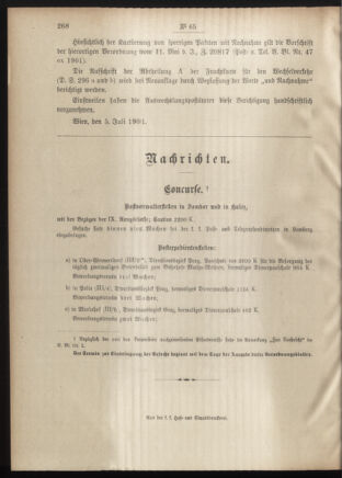 Post- und Telegraphen-Verordnungsblatt für das Verwaltungsgebiet des K.-K. Handelsministeriums 19010708 Seite: 4