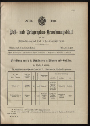 Post- und Telegraphen-Verordnungsblatt für das Verwaltungsgebiet des K.-K. Handelsministeriums 19010709 Seite: 1