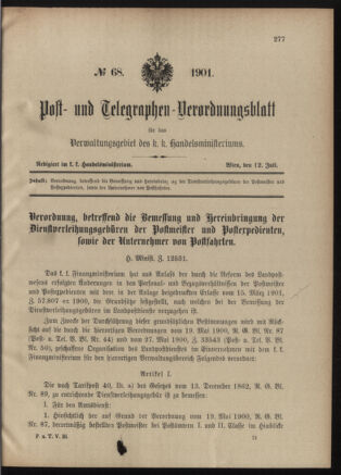 Post- und Telegraphen-Verordnungsblatt für das Verwaltungsgebiet des K.-K. Handelsministeriums