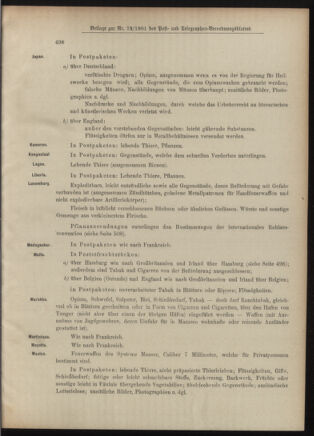 Post- und Telegraphen-Verordnungsblatt für das Verwaltungsgebiet des K.-K. Handelsministeriums 19010723 Seite: 11