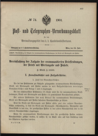 Post- und Telegraphen-Verordnungsblatt für das Verwaltungsgebiet des K.-K. Handelsministeriums