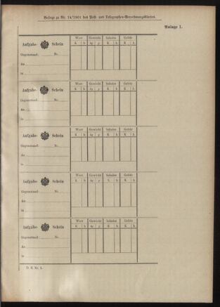 Post- und Telegraphen-Verordnungsblatt für das Verwaltungsgebiet des K.-K. Handelsministeriums 19010724 Seite: 13