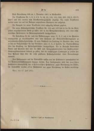 Post- und Telegraphen-Verordnungsblatt für das Verwaltungsgebiet des K.-K. Handelsministeriums 19010724 Seite: 9