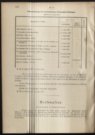 Post- und Telegraphen-Verordnungsblatt für das Verwaltungsgebiet des K.-K. Handelsministeriums 19010727 Seite: 2