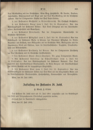 Post- und Telegraphen-Verordnungsblatt für das Verwaltungsgebiet des K.-K. Handelsministeriums 19010807 Seite: 3