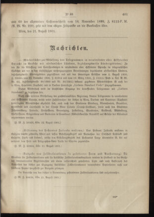 Post- und Telegraphen-Verordnungsblatt für das Verwaltungsgebiet des K.-K. Handelsministeriums 19010830 Seite: 3