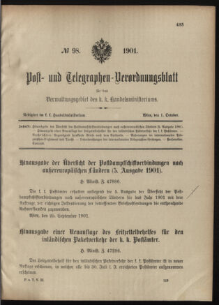 Post- und Telegraphen-Verordnungsblatt für das Verwaltungsgebiet des K.-K. Handelsministeriums 19011001 Seite: 1