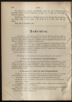 Post- und Telegraphen-Verordnungsblatt für das Verwaltungsgebiet des K.-K. Handelsministeriums 19011001 Seite: 2