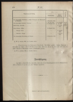 Post- und Telegraphen-Verordnungsblatt für das Verwaltungsgebiet des K.-K. Handelsministeriums 19011026 Seite: 4