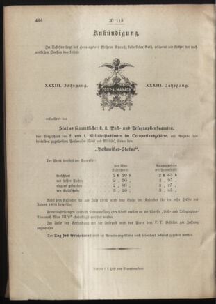 Post- und Telegraphen-Verordnungsblatt für das Verwaltungsgebiet des K.-K. Handelsministeriums 19011107 Seite: 4