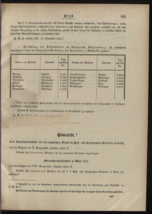 Post- und Telegraphen-Verordnungsblatt für das Verwaltungsgebiet des K.-K. Handelsministeriums 19011123 Seite: 3