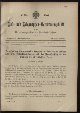 Post- und Telegraphen-Verordnungsblatt für das Verwaltungsgebiet des K.-K. Handelsministeriums 19011203 Seite: 1