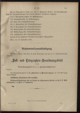 Post- und Telegraphen-Verordnungsblatt für das Verwaltungsgebiet des K.-K. Handelsministeriums 19011203 Seite: 5