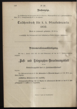 Post- und Telegraphen-Verordnungsblatt für das Verwaltungsgebiet des K.-K. Handelsministeriums 19011205 Seite: 4