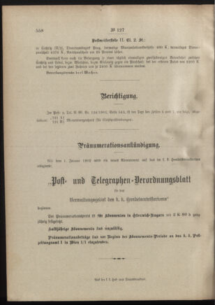 Post- und Telegraphen-Verordnungsblatt für das Verwaltungsgebiet des K.-K. Handelsministeriums 19011213 Seite: 4