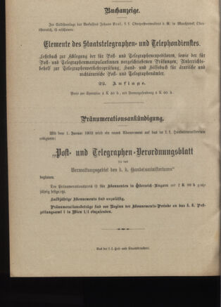 Post- und Telegraphen-Verordnungsblatt für das Verwaltungsgebiet des K.-K. Handelsministeriums 19011221 Seite: 4