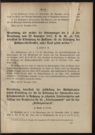 Post- und Telegraphen-Verordnungsblatt für das Verwaltungsgebiet des K.-K. Handelsministeriums 19011230 Seite: 47