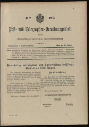 Post- und Telegraphen-Verordnungsblatt für das Verwaltungsgebiet des K.-K. Handelsministeriums