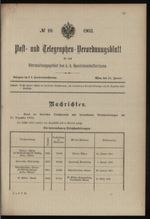 Post- und Telegraphen-Verordnungsblatt für das Verwaltungsgebiet des K.-K. Handelsministeriums