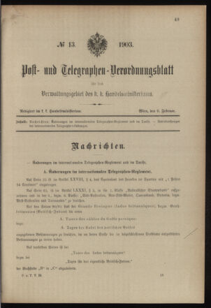 Post- und Telegraphen-Verordnungsblatt für das Verwaltungsgebiet des K.-K. Handelsministeriums