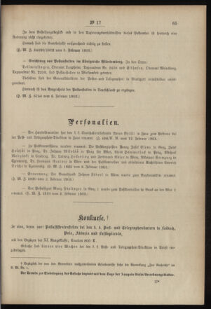 Post- und Telegraphen-Verordnungsblatt für das Verwaltungsgebiet des K.-K. Handelsministeriums 19030220 Seite: 3