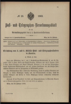 Post- und Telegraphen-Verordnungsblatt für das Verwaltungsgebiet des K.-K. Handelsministeriums