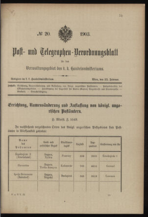 Post- und Telegraphen-Verordnungsblatt für das Verwaltungsgebiet des K.-K. Handelsministeriums