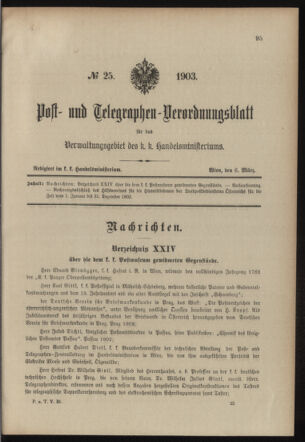 Post- und Telegraphen-Verordnungsblatt für das Verwaltungsgebiet des K.-K. Handelsministeriums