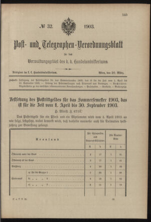 Post- und Telegraphen-Verordnungsblatt für das Verwaltungsgebiet des K.-K. Handelsministeriums