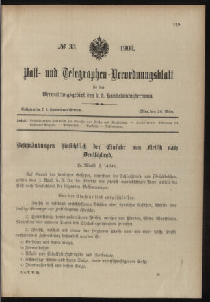 Post- und Telegraphen-Verordnungsblatt für das Verwaltungsgebiet des K.-K. Handelsministeriums