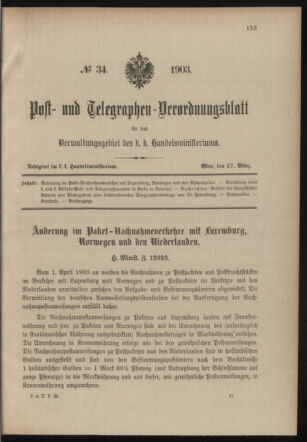 Post- und Telegraphen-Verordnungsblatt für das Verwaltungsgebiet des K.-K. Handelsministeriums