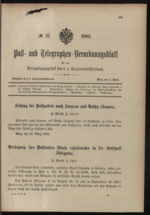 Post- und Telegraphen-Verordnungsblatt für das Verwaltungsgebiet des K.-K. Handelsministeriums