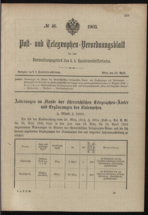 Post- und Telegraphen-Verordnungsblatt für das Verwaltungsgebiet des K.-K. Handelsministeriums