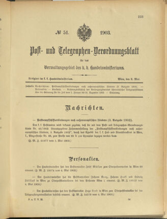 Post- und Telegraphen-Verordnungsblatt für das Verwaltungsgebiet des K.-K. Handelsministeriums