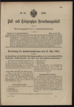 Post- und Telegraphen-Verordnungsblatt für das Verwaltungsgebiet des K.-K. Handelsministeriums