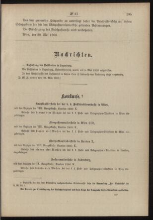 Post- und Telegraphen-Verordnungsblatt für das Verwaltungsgebiet des K.-K. Handelsministeriums 19030527 Seite: 3