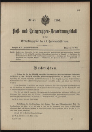 Post- und Telegraphen-Verordnungsblatt für das Verwaltungsgebiet des K.-K. Handelsministeriums