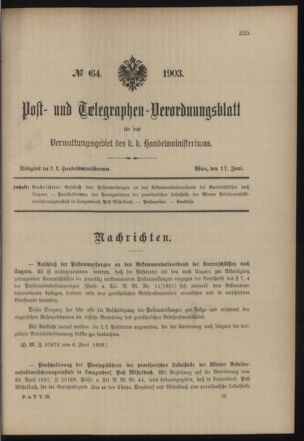 Post- und Telegraphen-Verordnungsblatt für das Verwaltungsgebiet des K.-K. Handelsministeriums