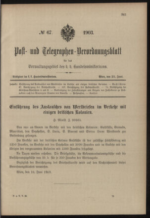 Post- und Telegraphen-Verordnungsblatt für das Verwaltungsgebiet des K.-K. Handelsministeriums