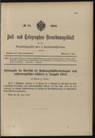 Post- und Telegraphen-Verordnungsblatt für das Verwaltungsgebiet des K.-K. Handelsministeriums