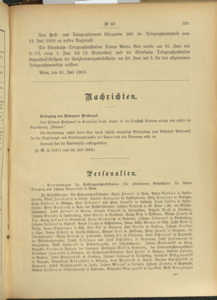 Post- und Telegraphen-Verordnungsblatt für das Verwaltungsgebiet des K.-K. Handelsministeriums 19030806 Seite: 3