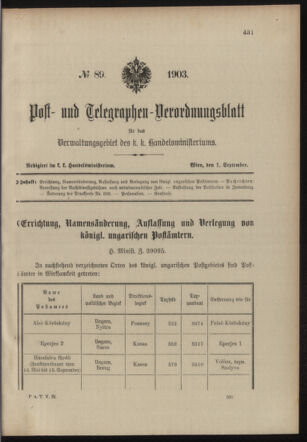 Post- und Telegraphen-Verordnungsblatt für das Verwaltungsgebiet des K.-K. Handelsministeriums