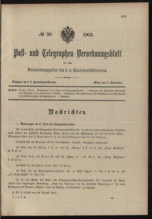 Post- und Telegraphen-Verordnungsblatt für das Verwaltungsgebiet des K.-K. Handelsministeriums