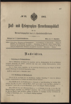 Post- und Telegraphen-Verordnungsblatt für das Verwaltungsgebiet des K.-K. Handelsministeriums