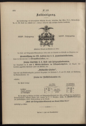 Post- und Telegraphen-Verordnungsblatt für das Verwaltungsgebiet des K.-K. Handelsministeriums 19031017 Seite: 4