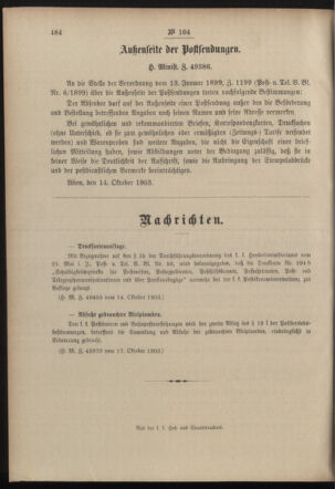 Post- und Telegraphen-Verordnungsblatt für das Verwaltungsgebiet des K.-K. Handelsministeriums 19031023 Seite: 2